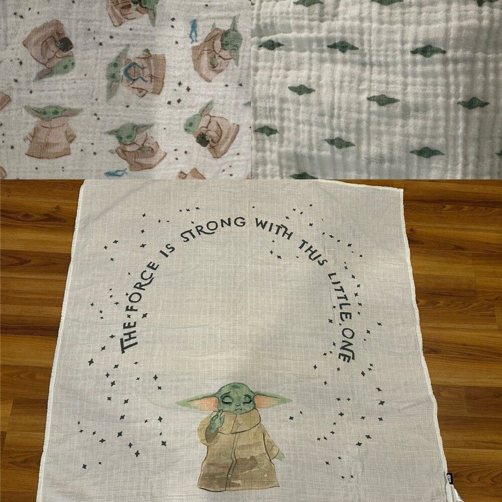 3 Pottery Barn Star Wars The Child Organic Swaddle Blanket  Baby Yoda Grogu